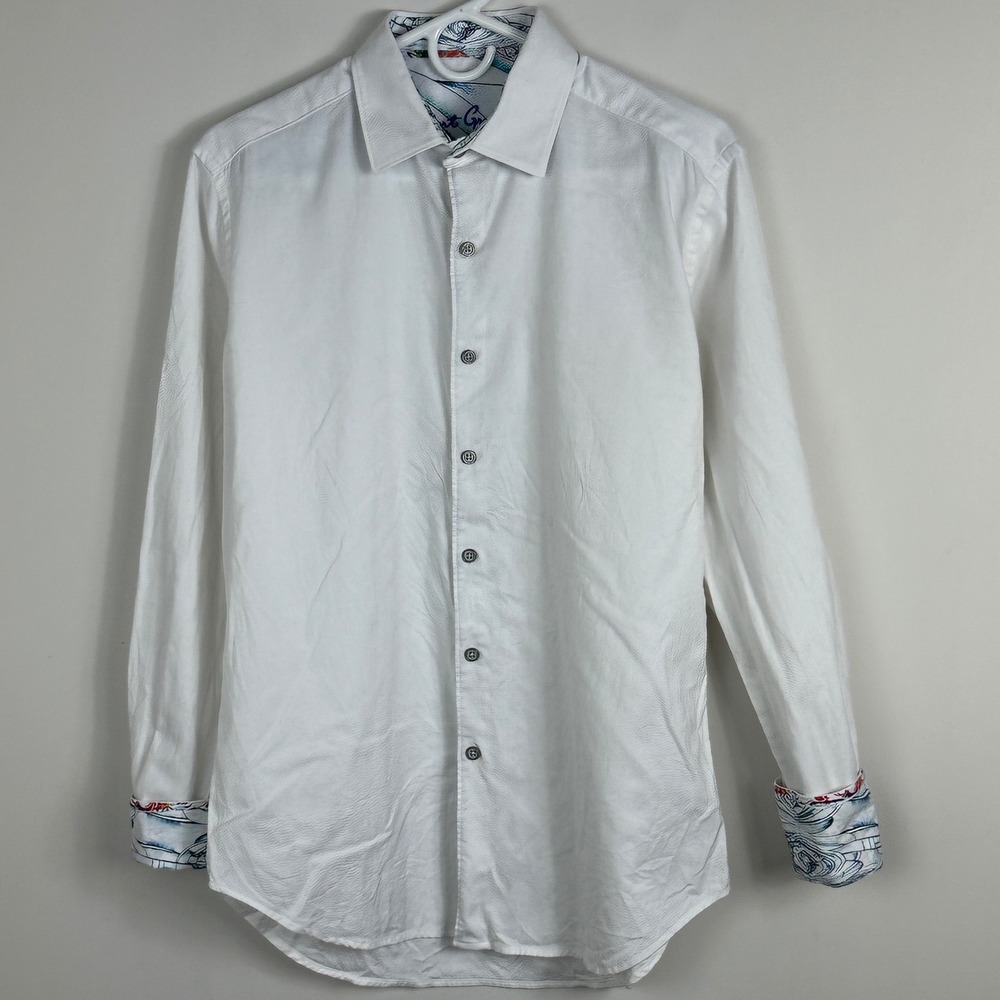 Robert Graham White Button Down Long‎ Sleeve Shirt Mens Size Small Classic Fit S